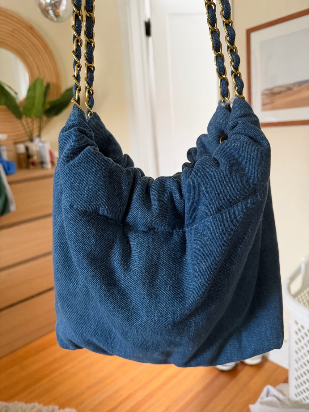 aerie denim Chain-Handle Shoulder Bag